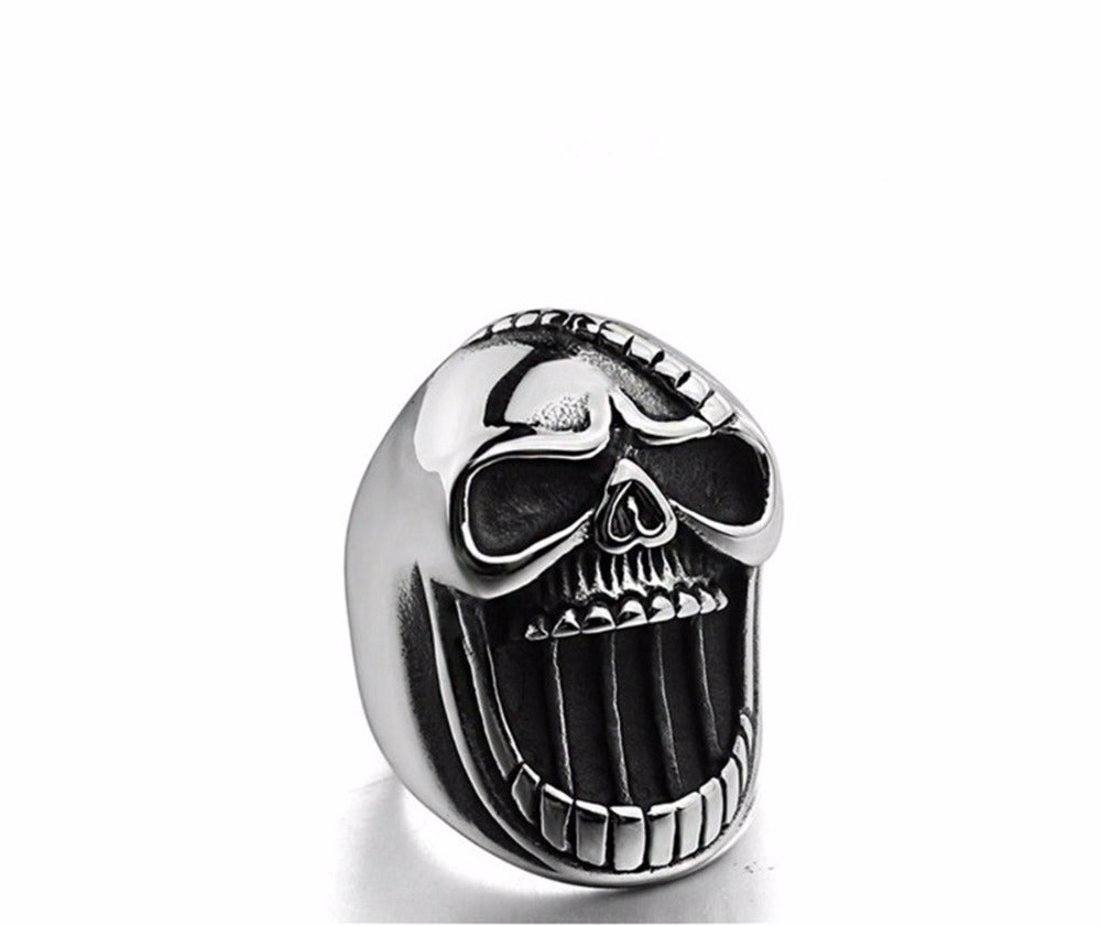 Fashion Jewelry Skull Rings Gothic Biker Punk Vintage Scar Jaw Stainless Steel Mens Ring Beer Bottle Opener For Men