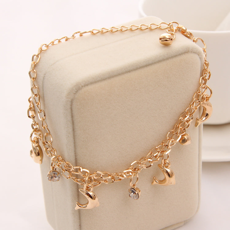 Gold Color Multilayer Beaded Pendant Bracelets and Bangles Fashion Women Heart Butterfly Charm Bracelet Jewelry Accessories