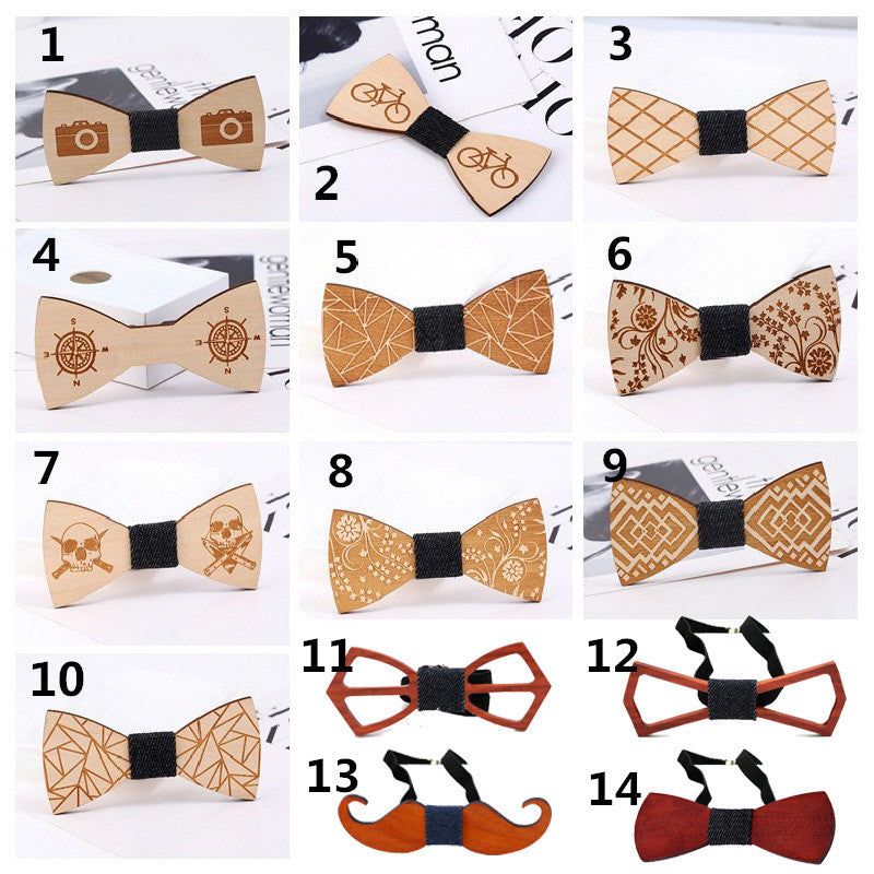 Hot Fashion Mens Wooden Bow Tie Accessory Wedding Party Christmas Gifts Bamboo Wood Bowtie Neck Wear for Men Women cravat
