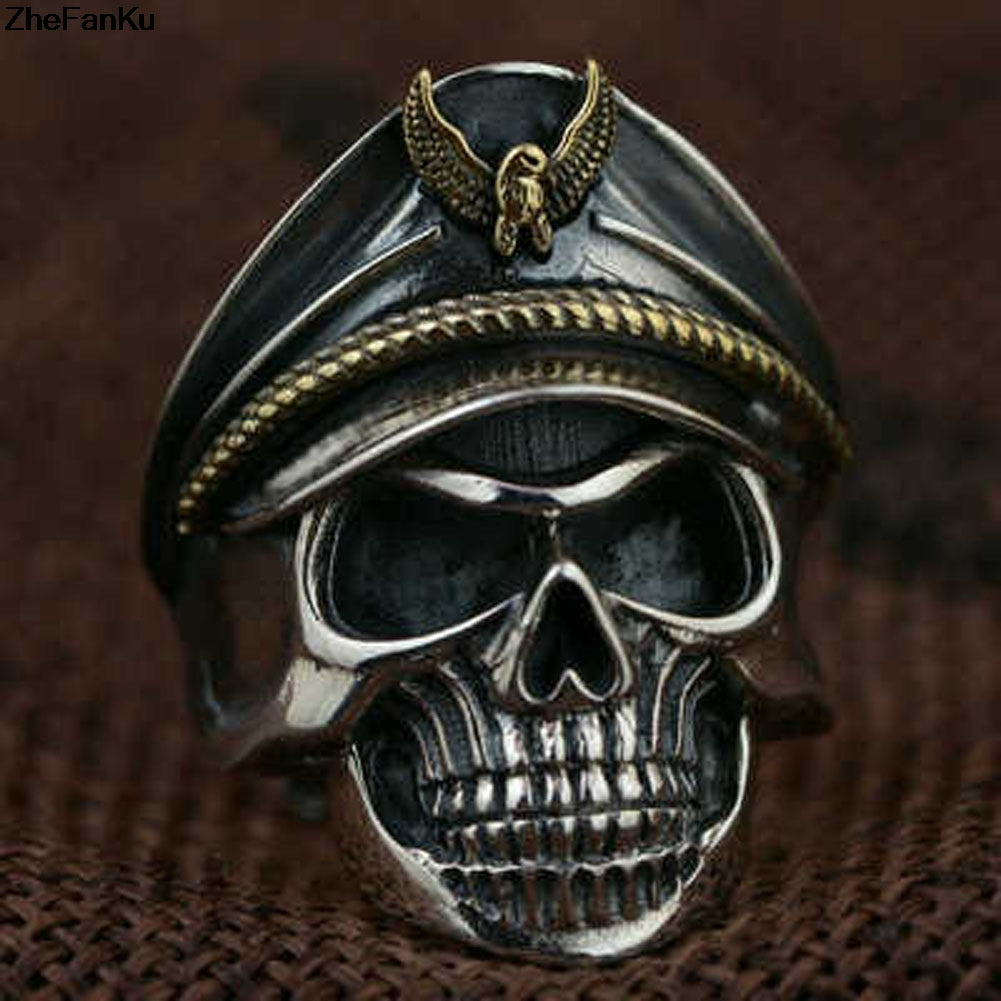 Hot sale Eagle Cap Environmental copper men Punk Skull Ring