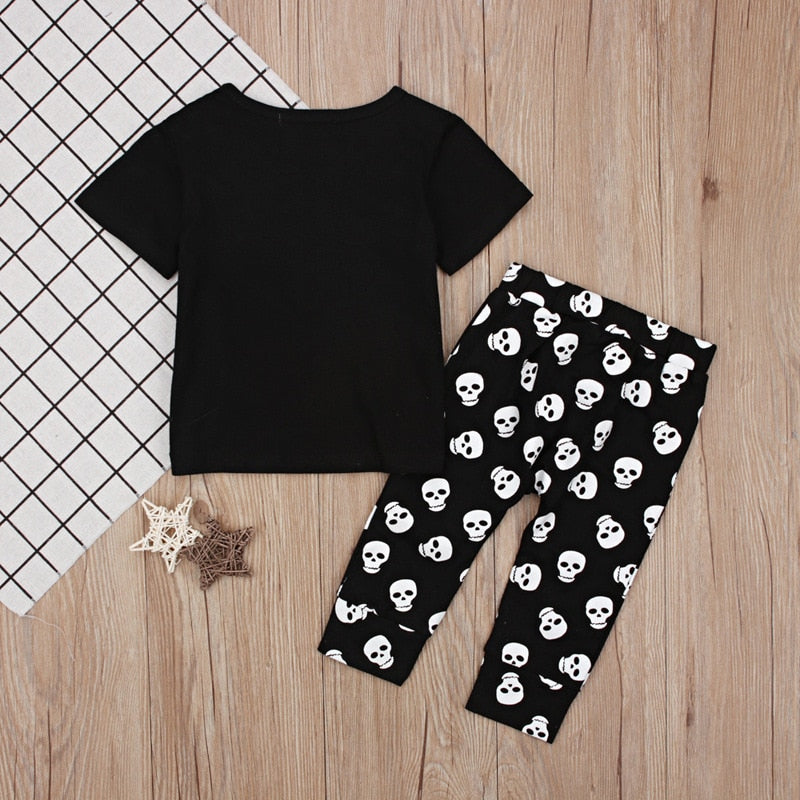 Ins Baby Halloween Outfits Skeleton Bone T-shirt Tops Pants Clothing Set Halloween Costume For Baby Girl Boy