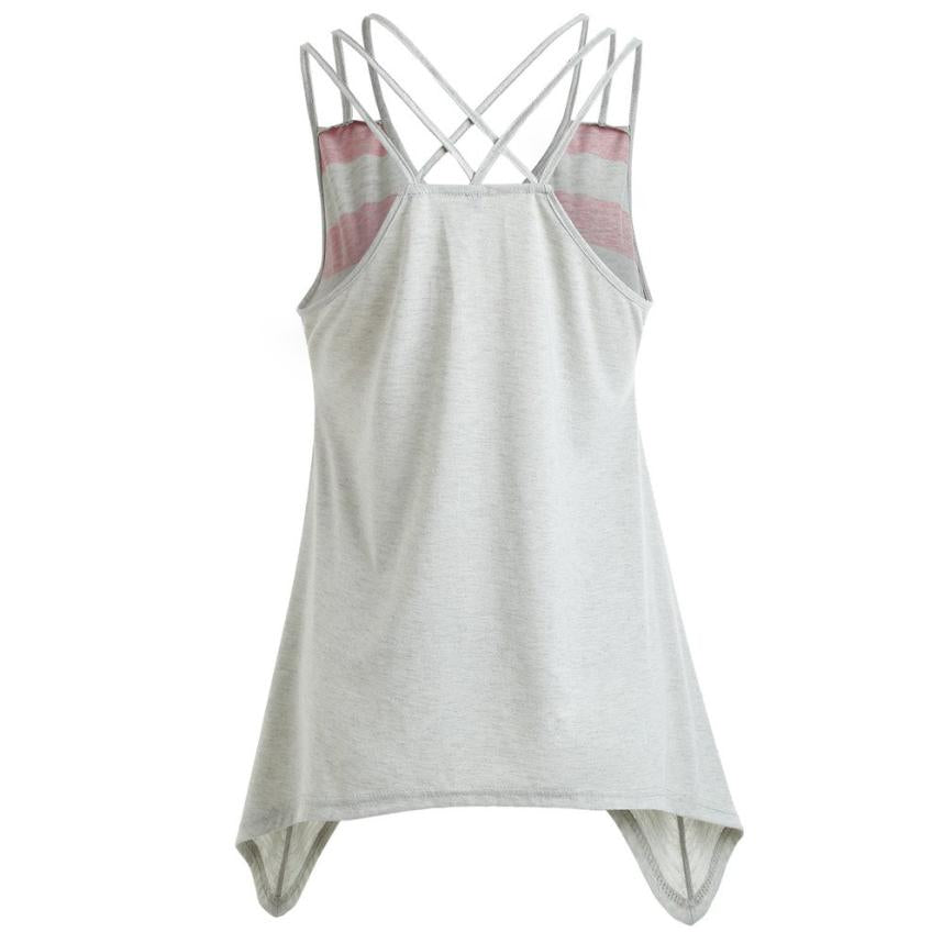 New Arrival Hot Sale Summer Women Fashion Sexy Vest Skull Striped Print Sleeveless Cut Out Strap Tank Tops Shirt free ship