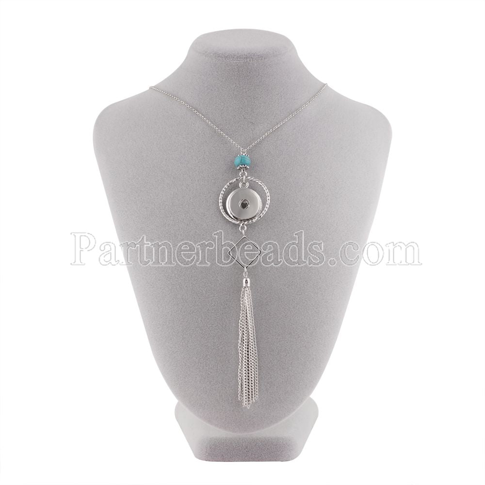 New Choker Necklace Fashion Silver Color Fit 18mm Colorful Snap Buttons Bead Pendant Statement Necklace For Women Jewelry