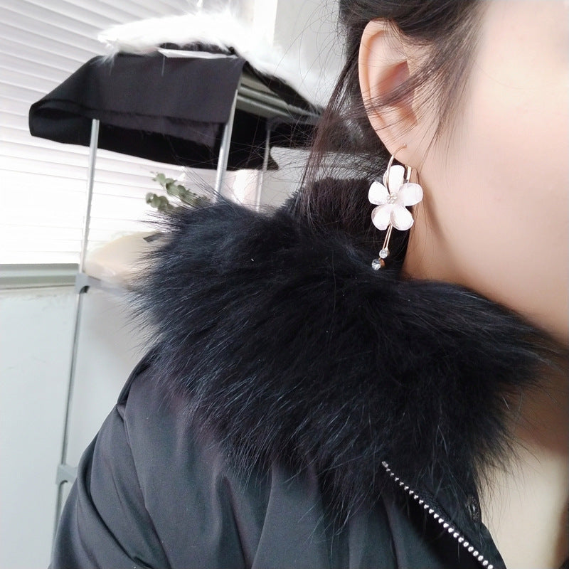 New Korean 6 Petal Acrylic Zircon Tassel Earrings Brincos OorbellenTransparent Earrings Wholesale Women's Earrings