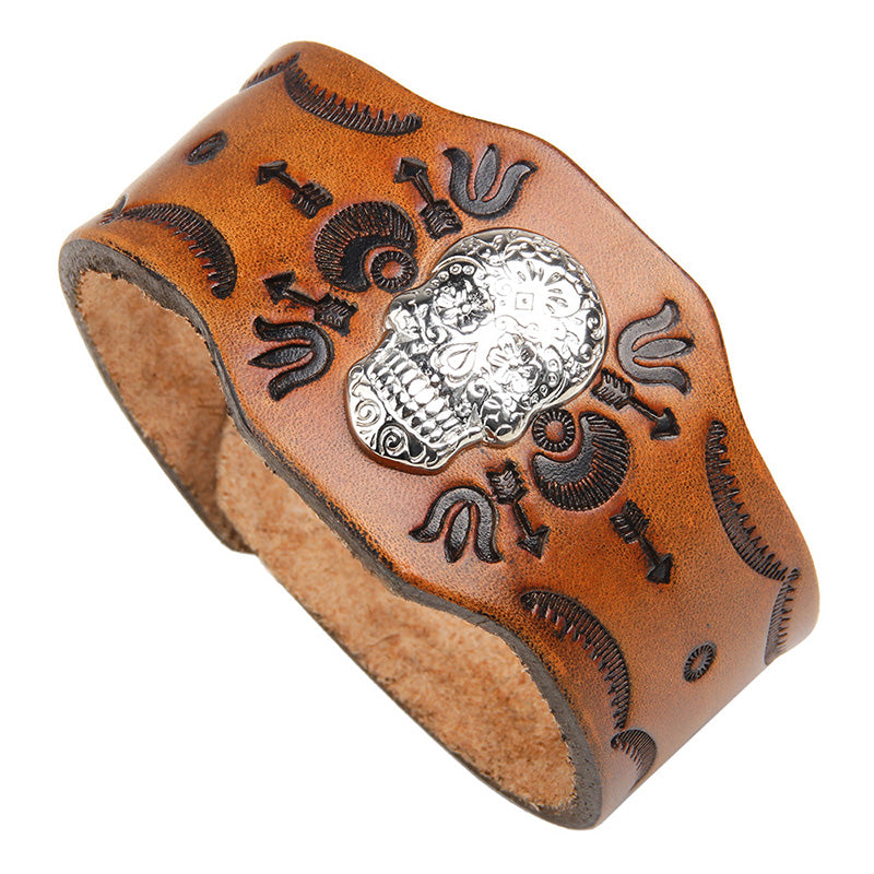 New Punk Rock Style Sugar Skull Charm Bracelet
