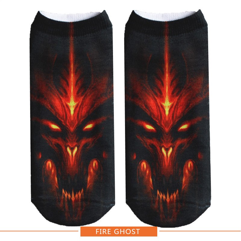 New arrival Women Low Cut Ankle Socks Funny Skull 3D Printing Sock Cotton Hosiery Gothic Punk Shantou Printed Sock