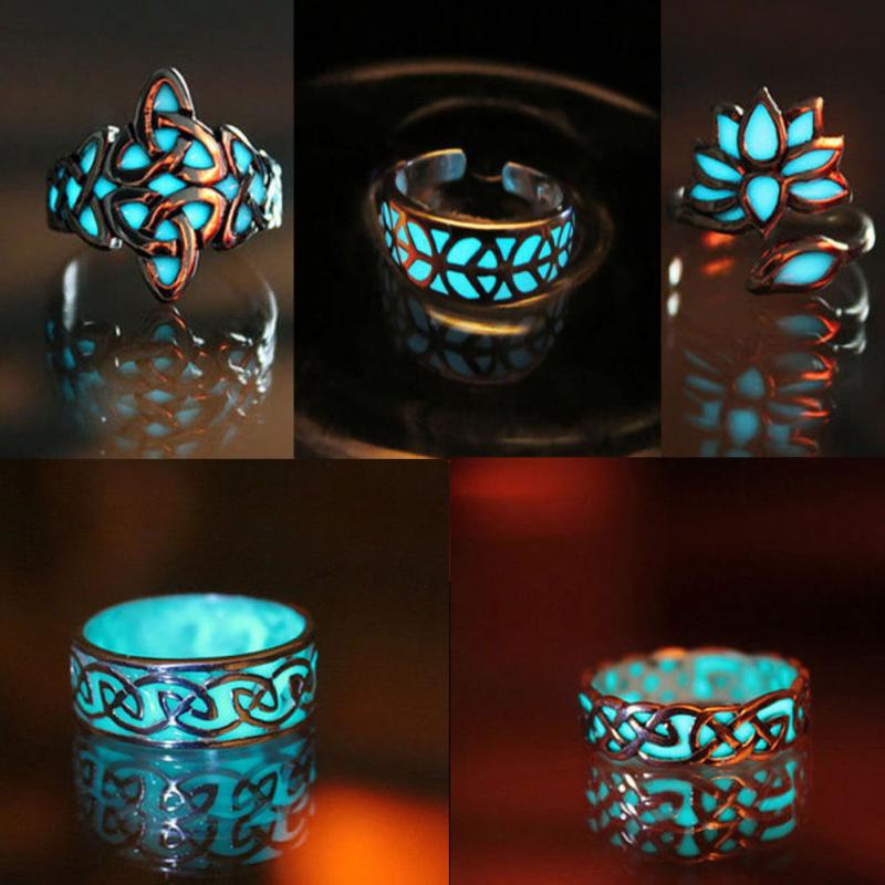 Retro Fashion Steampunk Rings Glow in the Dark For Women Luminous Ring Gift Jewelry