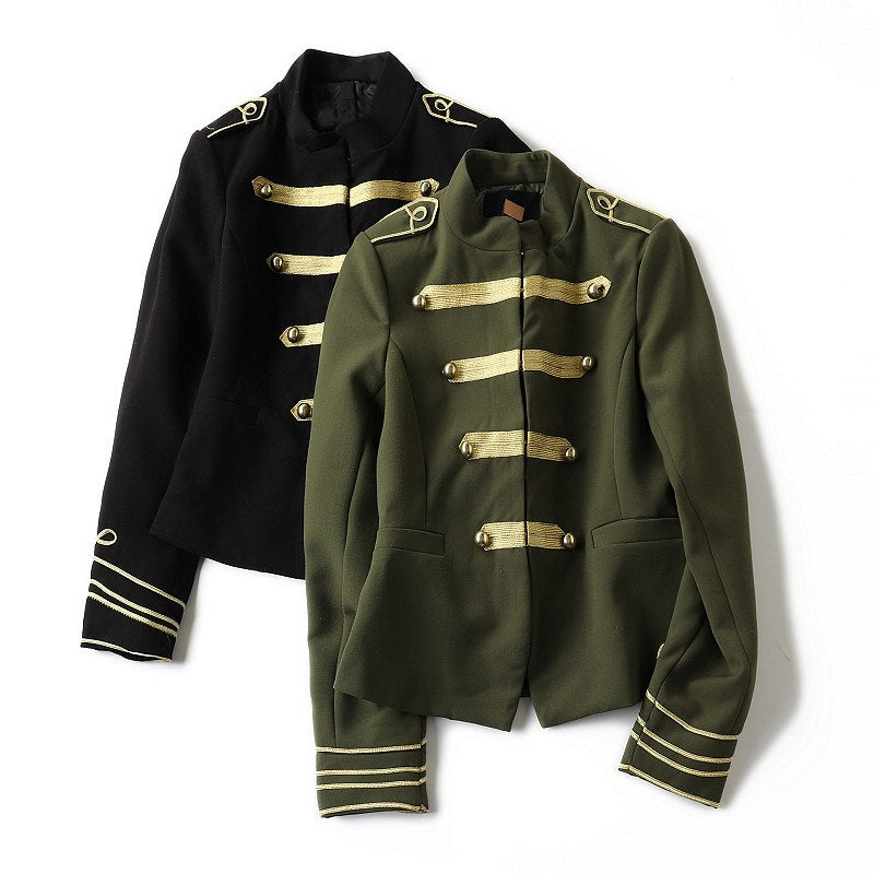 Sping Women Gothic Frock Jacket Female Embroidery Double Breasted Coat Metal Button Vintage Coat Runway Outwear