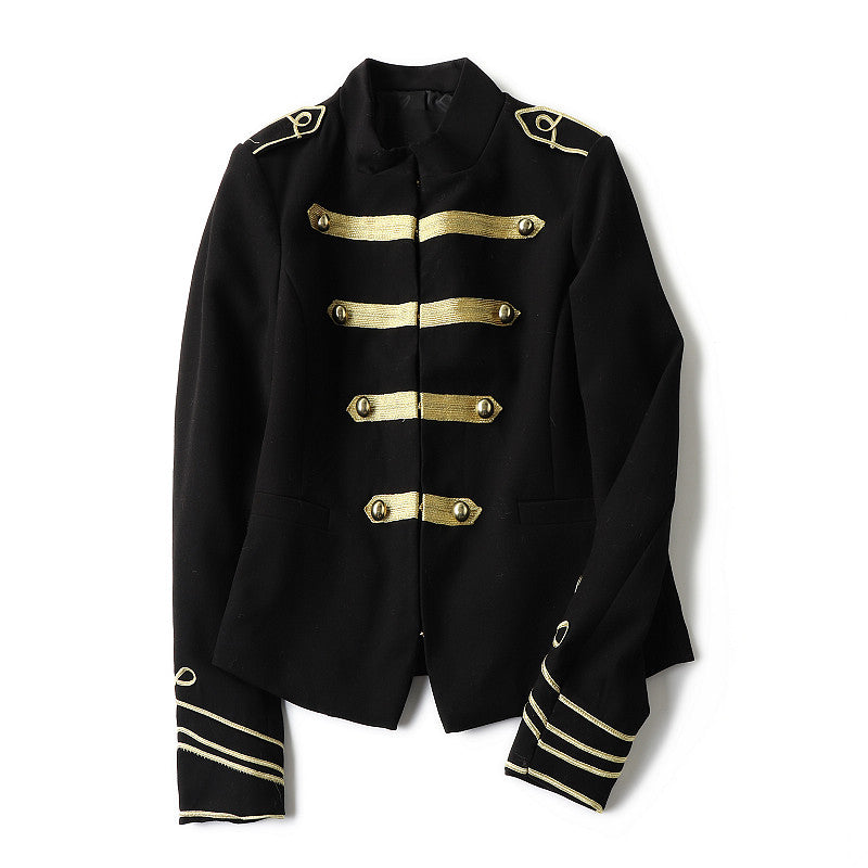 Sping Women Gothic Frock Jacket Female Embroidery Double Breasted Coat Metal Button Vintage Coat Runway Outwear