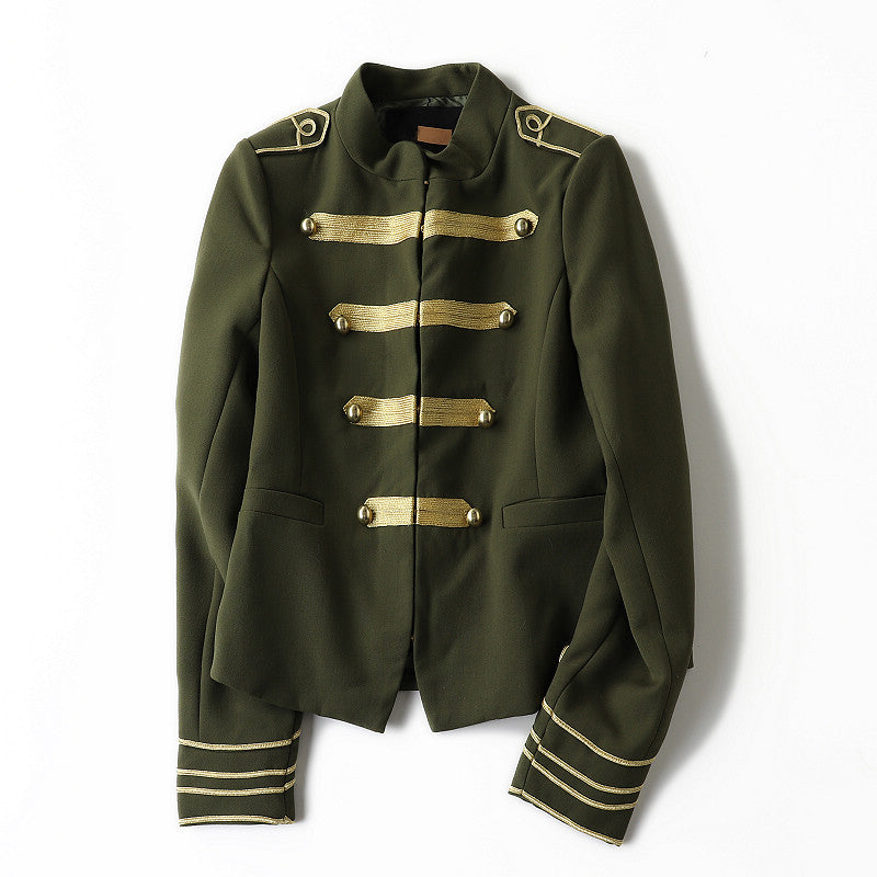 Sping Women Gothic Frock Jacket Female Embroidery Double Breasted Coat Metal Button Vintage Coat Runway Outwear