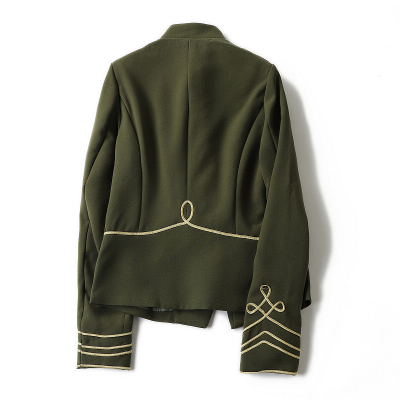 Sping Women Gothic Frock Jacket Female Embroidery Double Breasted Coat Metal Button Vintage Coat Runway Outwear
