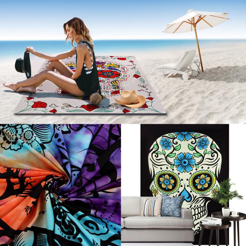 Super Soft Skull Bone Tapestry Wall Bedspread Beach Towel Mat Blanket Table Beach towel