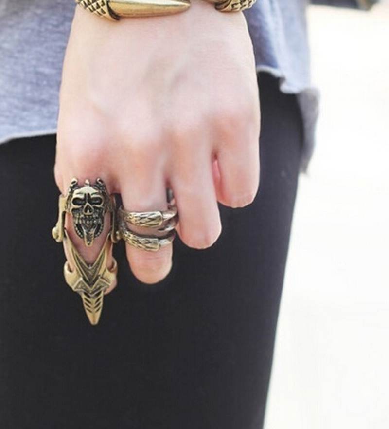 Women Fashion Punk  Retro Vintage Charming Gothic Alloy Metal Skull