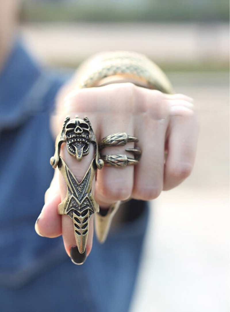 Women Fashion Punk  Retro Vintage Charming Gothic Alloy Metal Skull