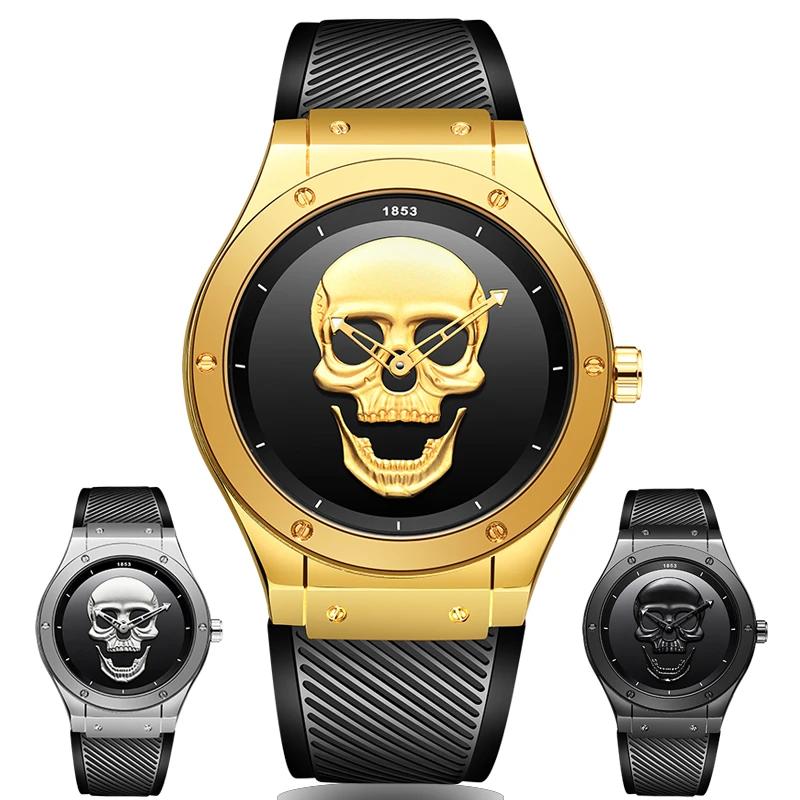 3D Skull Watch Top Brand Quartz Silicone Watchs Waterproof