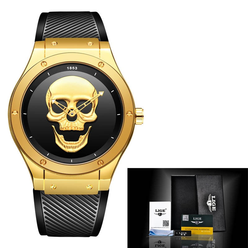 3D Skull Watch Top Brand Quartz Silicone Watchs Waterproof