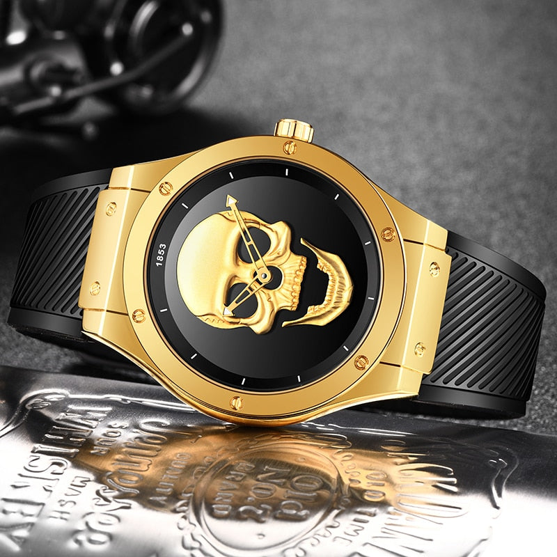 3D Skull Watch Top Brand Quartz Silicone Watchs Waterproof