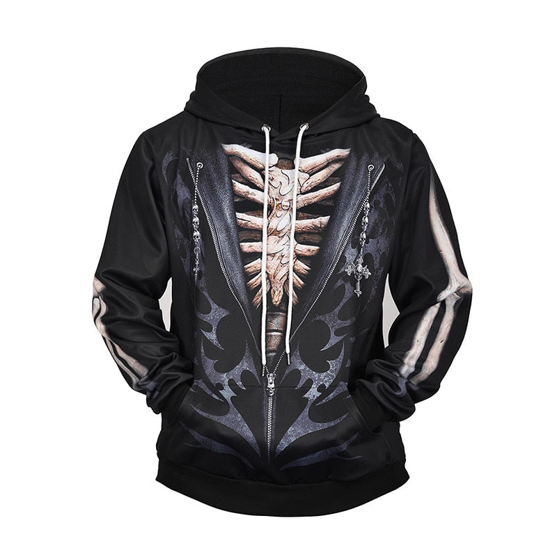 Newest 3D Print Christmas Halloween Skull Theme Pullover Hoodies