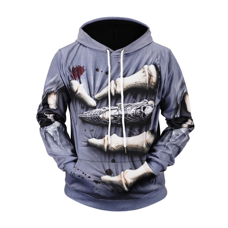 Newest 3D Print Christmas Halloween Skull Theme Pullover Hoodies