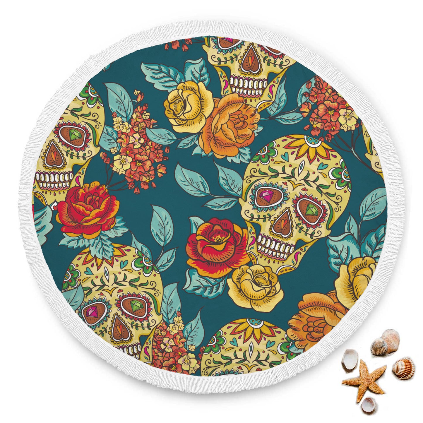 Beautiful sugar skull beach towel