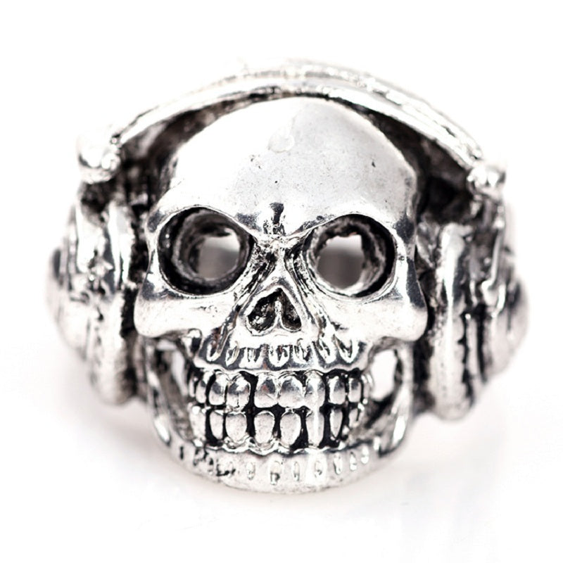 20pcs Skull Ring Punk Vintage skeleton metal zinc alloy silver mens womens mixed rings Jewelry
