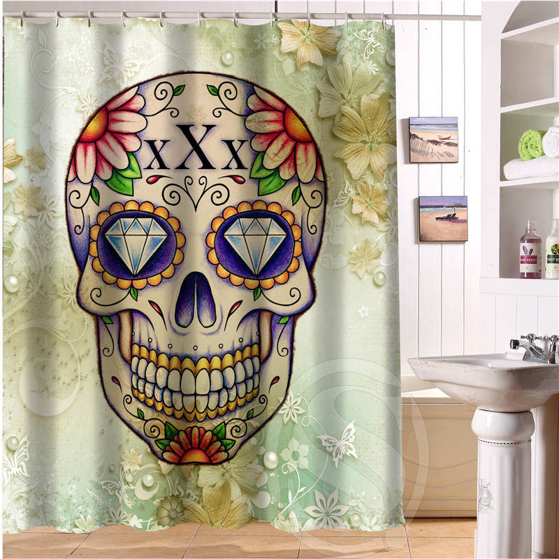 24 Style Custom Classic Skull Bathroom Waterproof Shower Curtain Durable Classic Bathroom decorative
