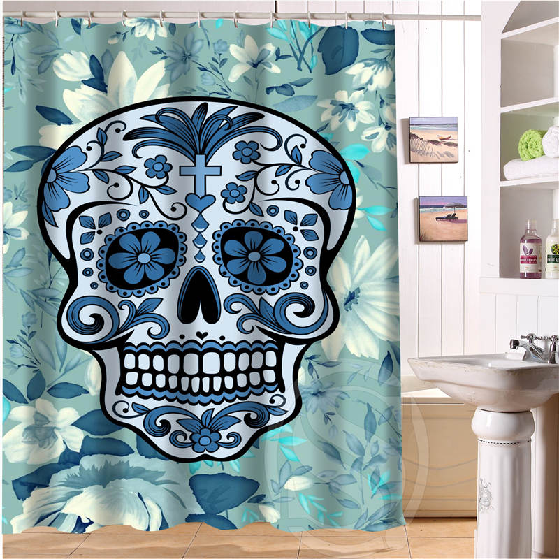 24 Style Custom Classic Skull Bathroom Waterproof Shower Curtain Durable Classic Bathroom decorative