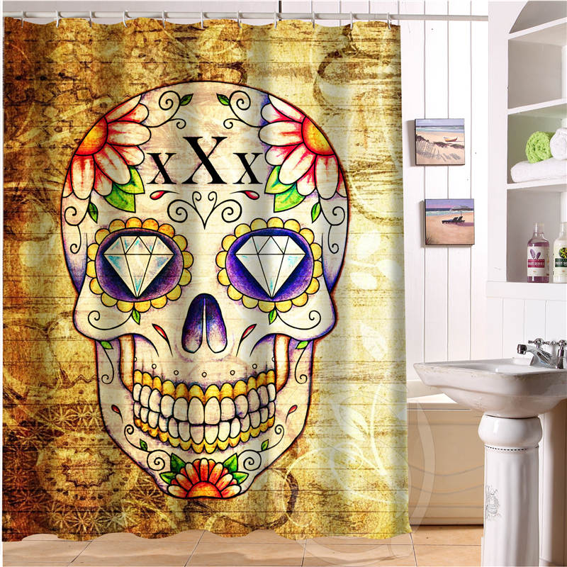 24 Style Custom Classic Skull Bathroom Waterproof Shower Curtain Durable Classic Bathroom decorative