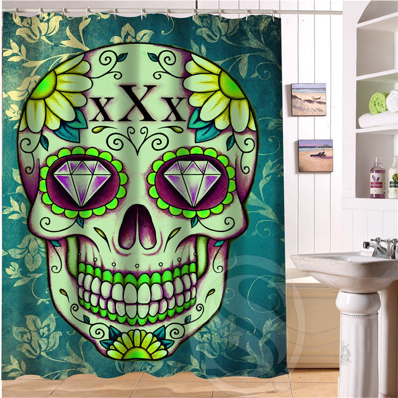 24 Style Custom Classic Skull Bathroom Waterproof Shower Curtain Durable Classic Bathroom decorative