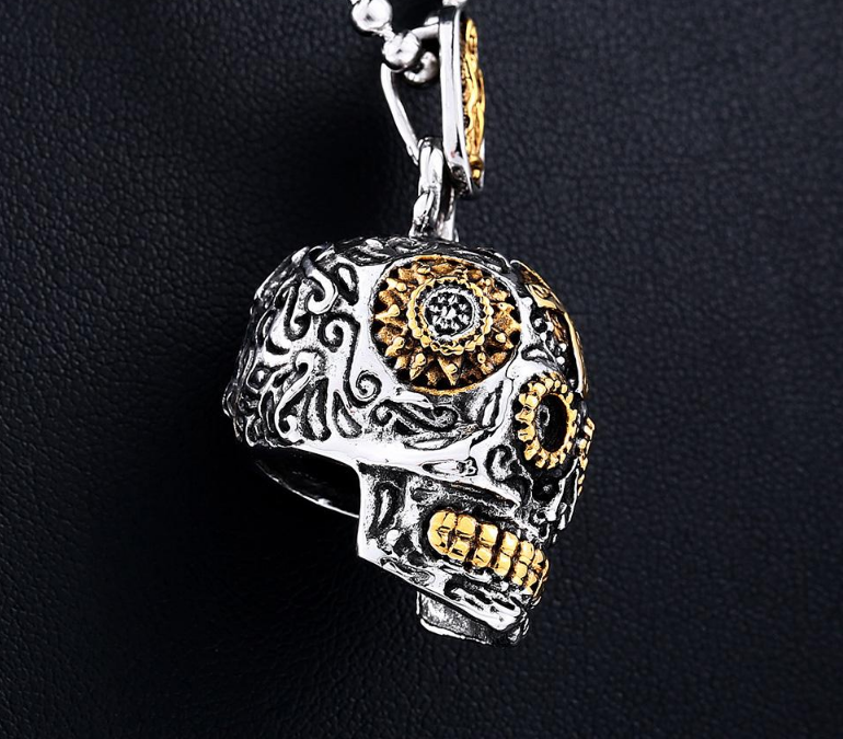 Hip hop skull man necklace steel pendant punk skull men jewelry necklace neccessories