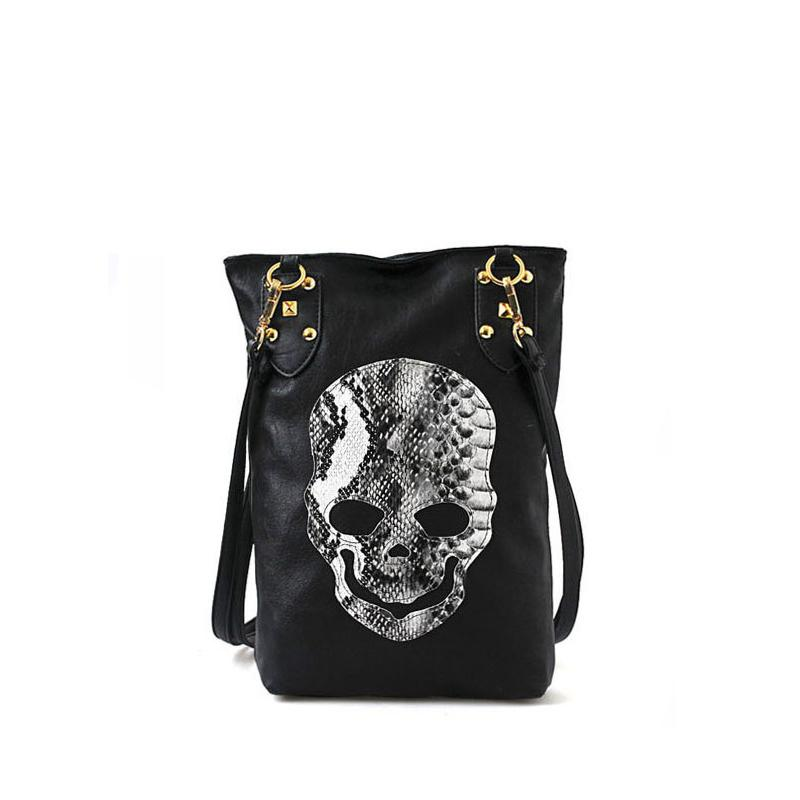 Hot New Punk Black Skull Face Designer PU leather Handbags Women's Shoulder Bag Ladies Tote CrossBody Shopping Bag QF086