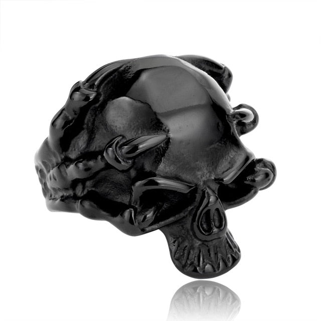 316L Stainless Steel Jewelry Men's Gothic Punk Claw Thingking Skull Skeleton Rings BR8-049 US Size