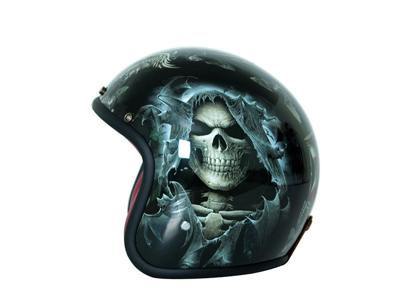 3/4 face motorcycle helmet for Harley Skull Open Face Vintage Fiberglass Helmet Moto Casque Casco Motocicleta Capacete