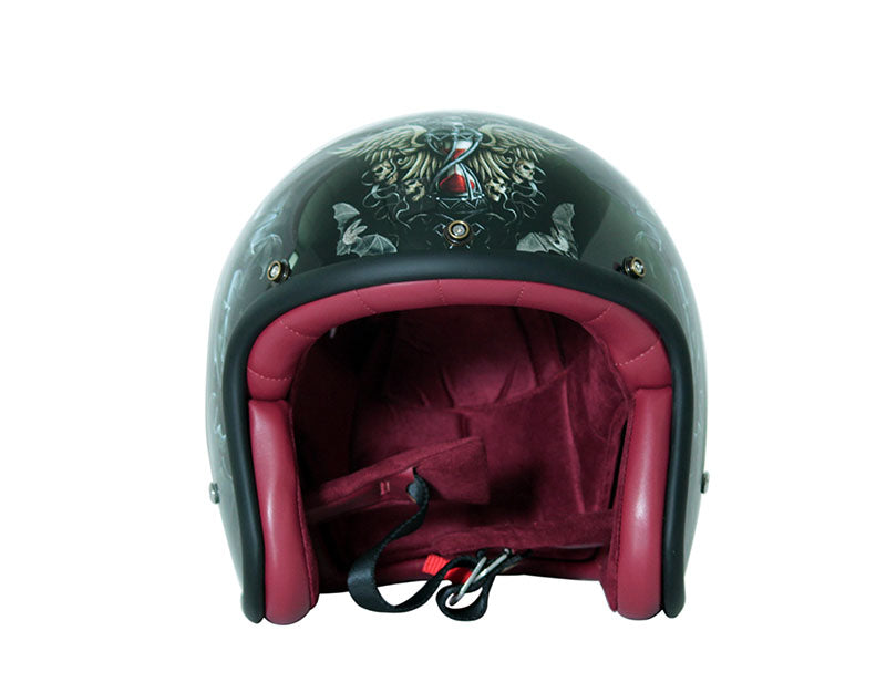 3/4 face motorcycle helmet for Harley Skull Open Face Vintage Fiberglass Helmet Moto Casque Casco Motocicleta Capacete