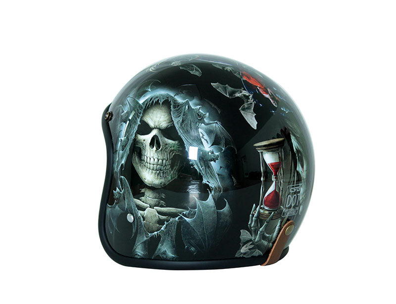 3/4 face motorcycle helmet for Harley Skull Open Face Vintage Fiberglass Helmet Moto Casque Casco Motocicleta Capacete