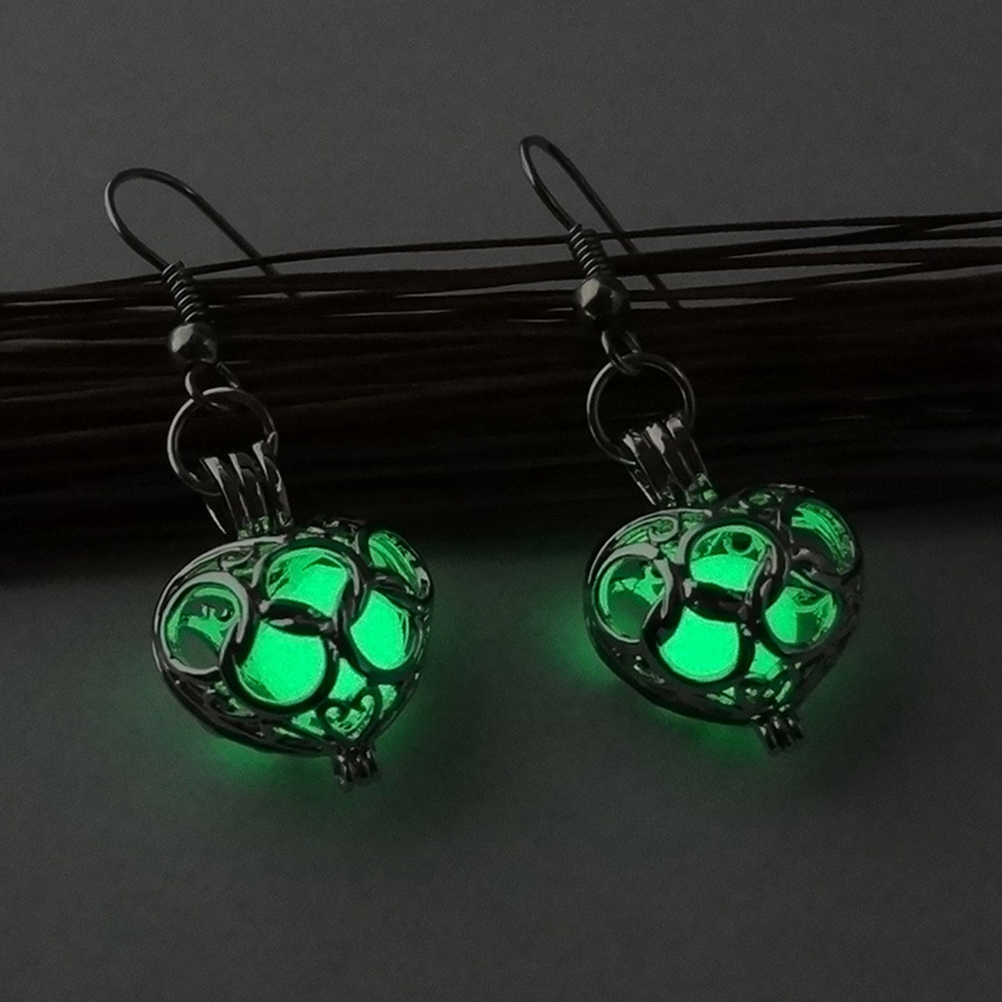 3 Colors Charms Luminous Drop Earrings Glowing In The Dark Silver Color Hollow Heart Shape Dangle Earrings For Women Jewelry HOT