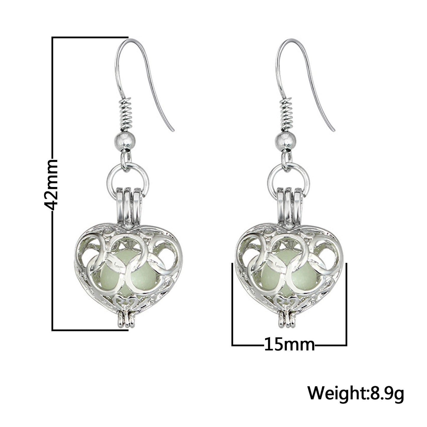 3 Colors Charms Luminous Drop Earrings Glowing In The Dark Silver Color Hollow Heart Shape Dangle Earrings For Women Jewelry HOT