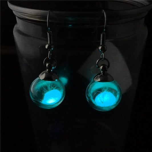 3 Colors Luminous Drop Earrings Dandelion Earrings Charm Glowing In The Dark Silver Color Dangle Earrings For Women Gift Jewelry