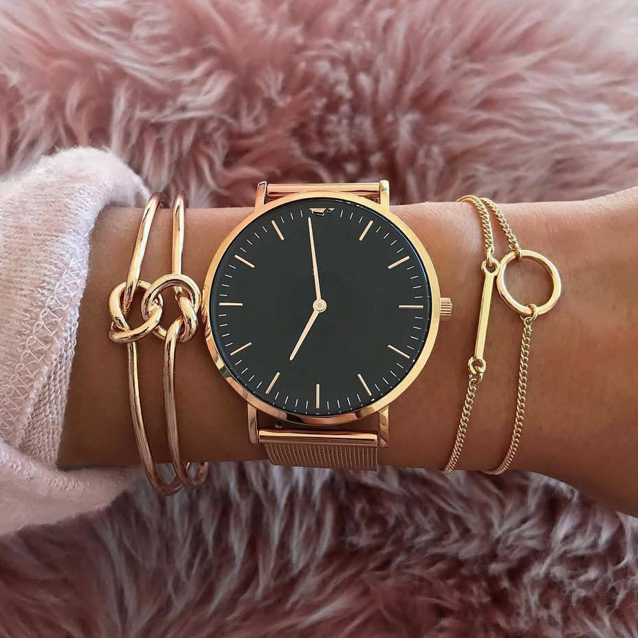 3 Pcs/set Women's Fashion Punk Bracelet Simple Double Knot Loop Metal Chain Bracelet Bohemian Retro Jewelry Accessories