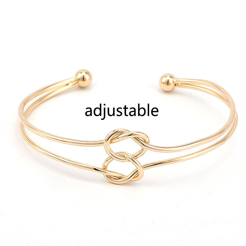 3 Pcs/set Women's Fashion Punk Bracelet Simple Double Knot Loop Metal Chain Bracelet Bohemian Retro Jewelry Accessories