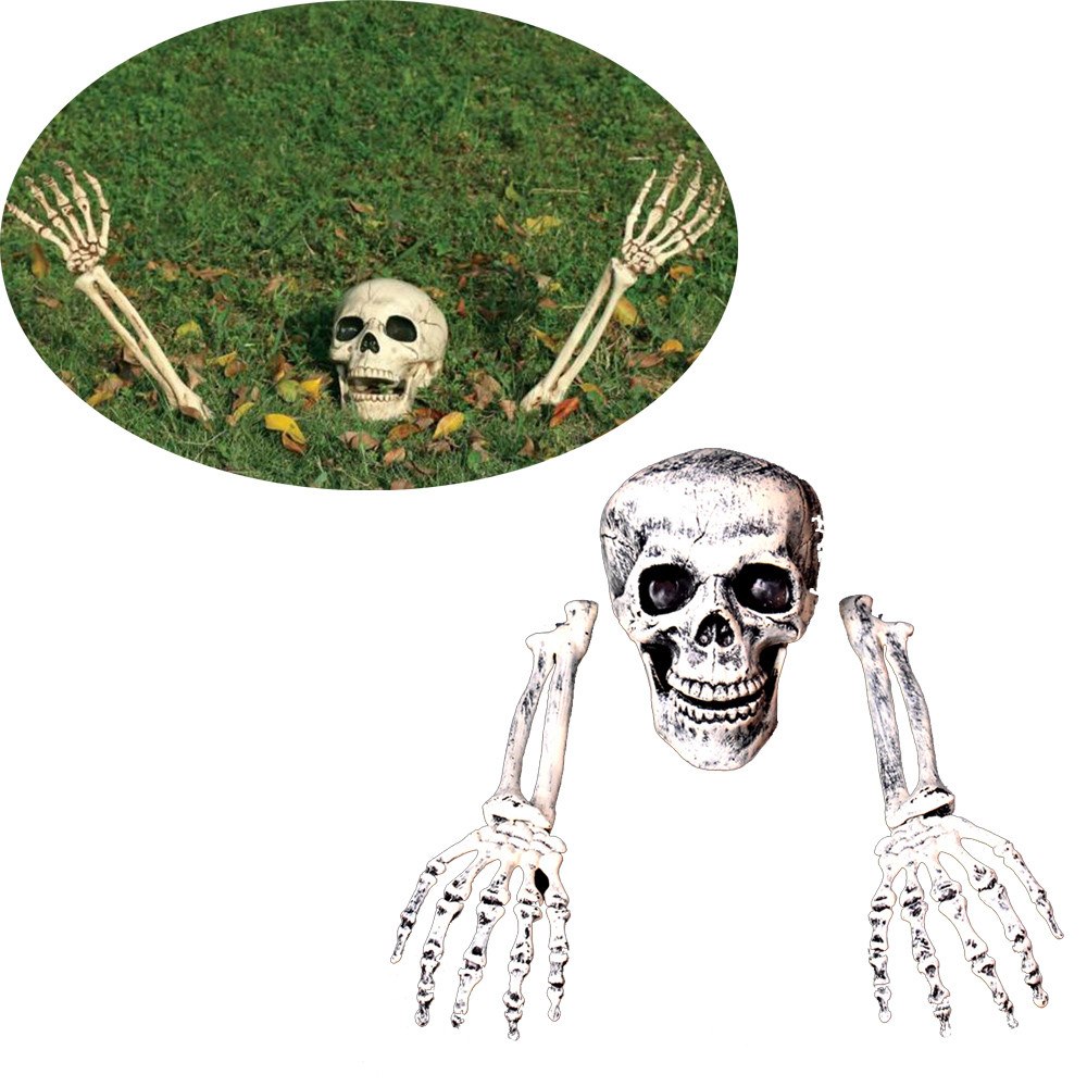 3 Piece Halloween Horror Buried Alive Skeleton Skull Garden Yard Lawn Decoration outdoor Tool