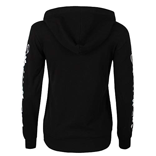 Women Hoodies Zip Up Tops Fashion Skull Flowers