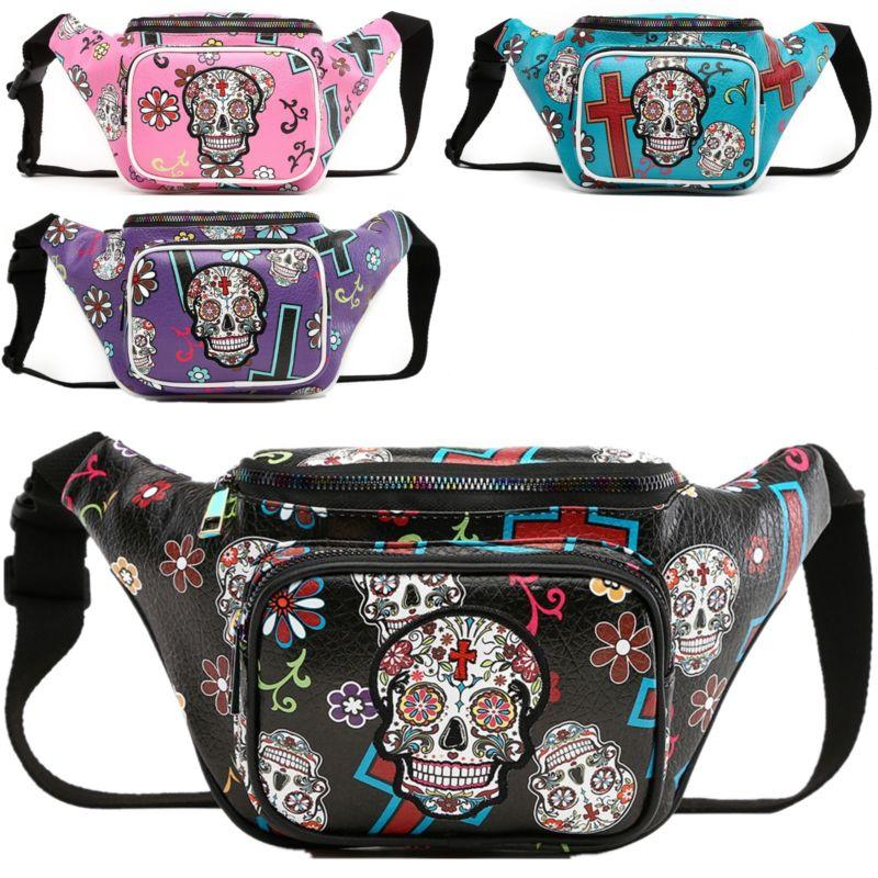 Sugar Skull Fanny Pack Day of the Dead Running Waist Bag Fashion Calavera Purse