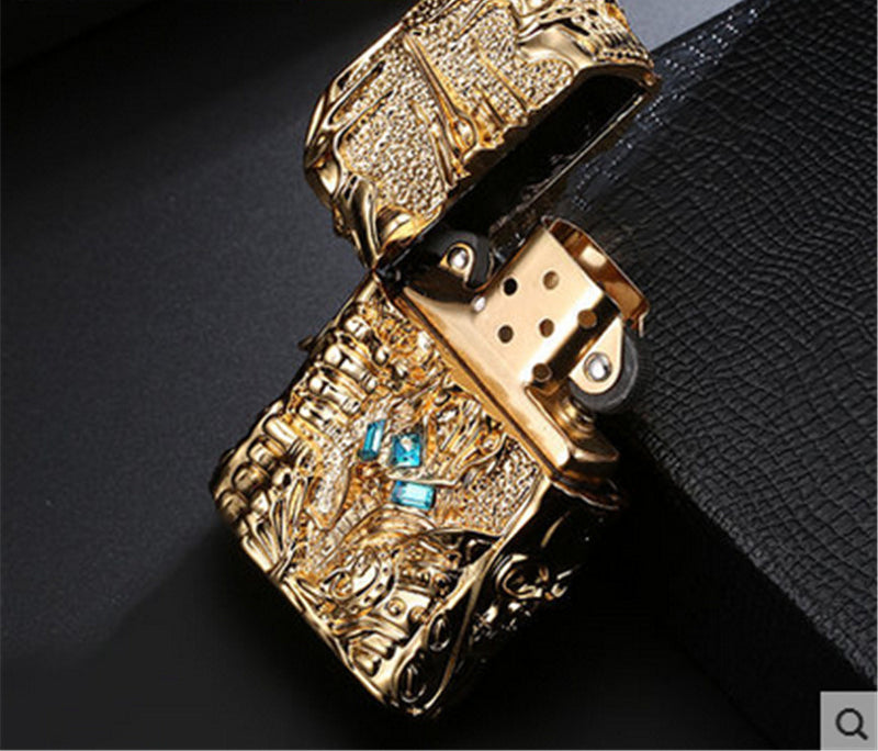 Pure Copper Lighter Men Gadgets WOW Kerosene Oil The Lich King Relief Lighter