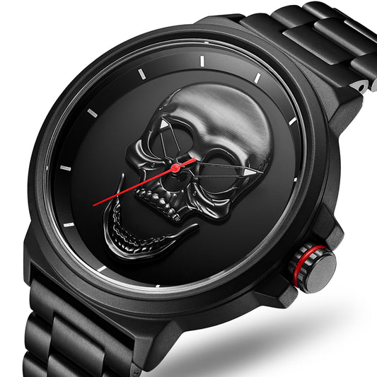 3D Black Watch Pirate Skull Style Quartz Men Watches Brand Men Military steel Men Sports Watch Waterproof Relogio Masculino