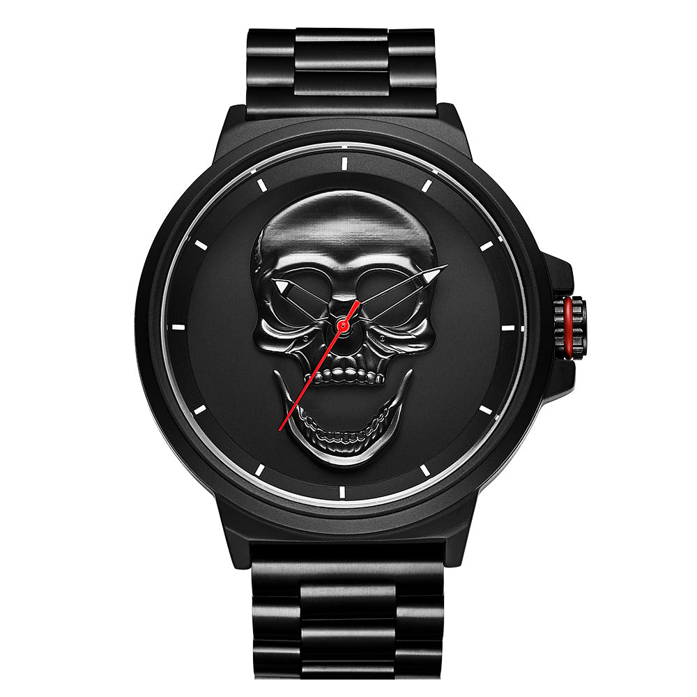 3D Black Watch Pirate Skull Style Quartz Men Watches Brand Men Military steel Men Sports Watch Waterproof Relogio Masculino
