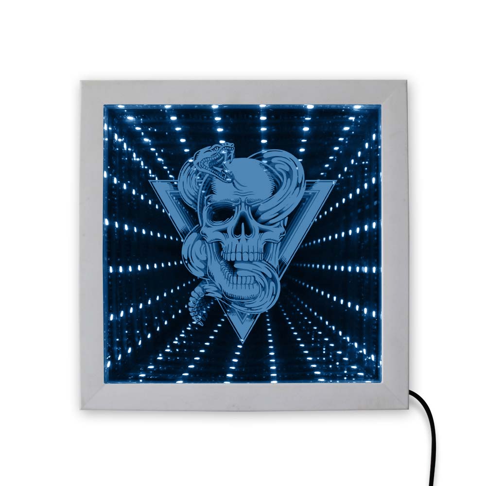 3D Creative Skull Rattlesnake Animated Tunnel Moon Lamp LED Infinity Mirror