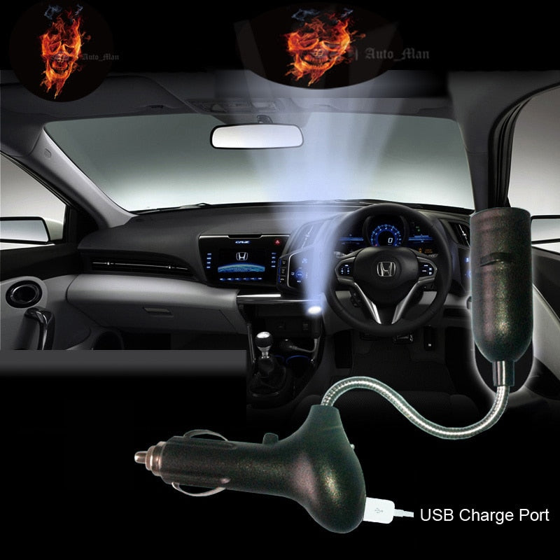 3D Flaming Skull Logo Car Cigarette Laser Projector Ghost Shadow
