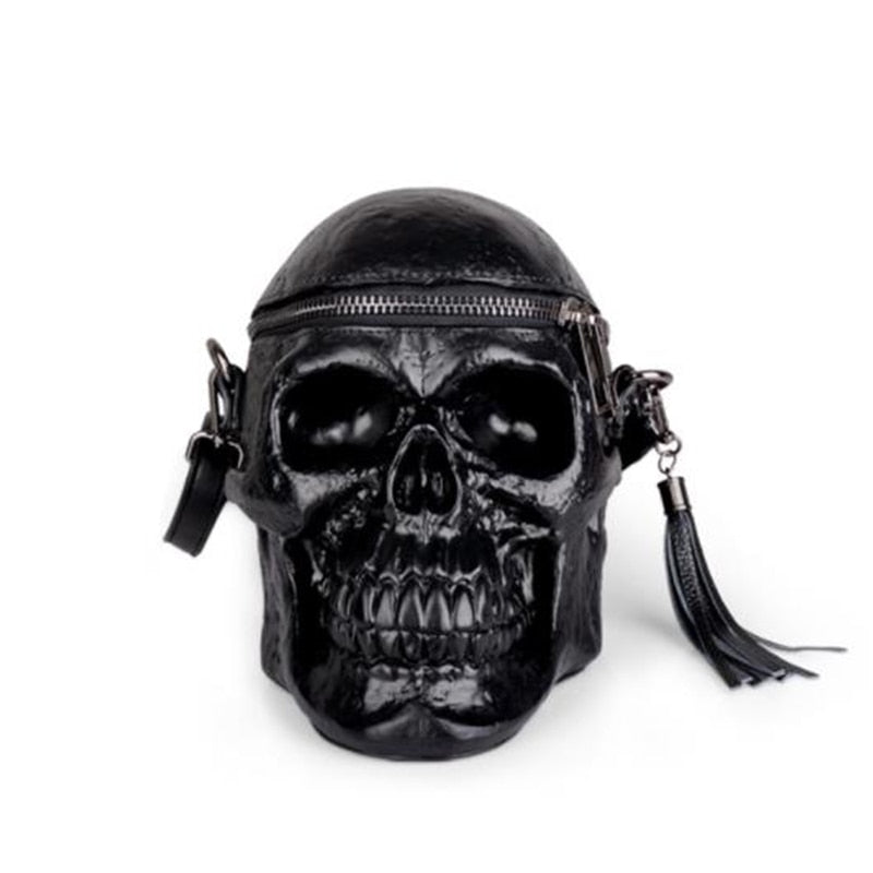 3D Funny Skeleton Head Black Shoulder Crossbones Messenger