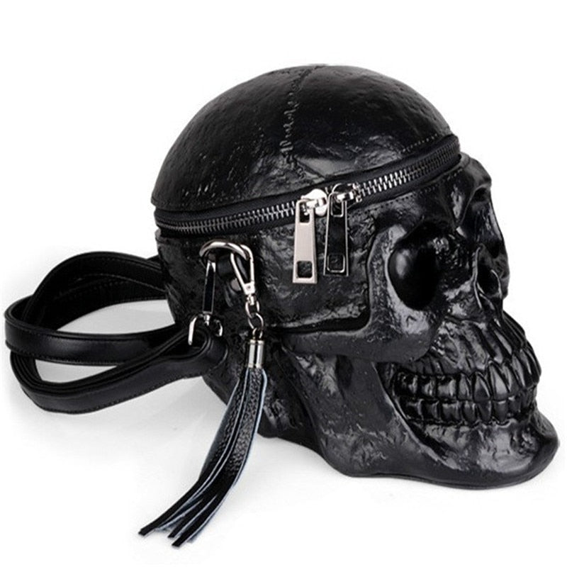3D Funny Skeleton Head Black Shoulder Crossbones Messenger